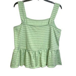a.n.a. Square Neck Tank Top with Bottom Tiered Ruffle LARGE (3666)